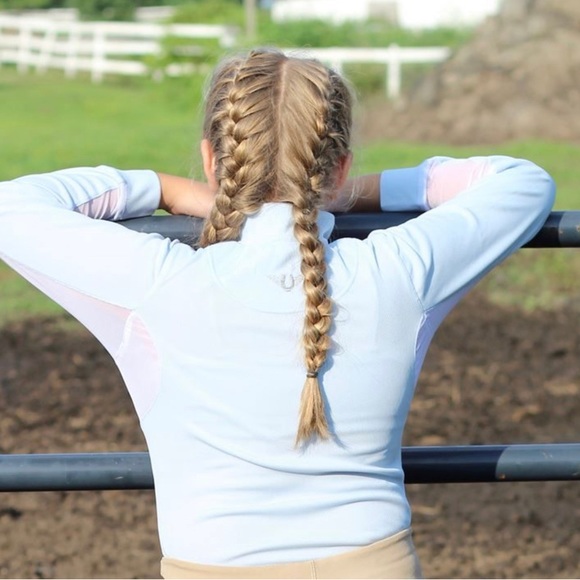 TuffRider Kid's Ventilated Technical Long Sleeve Sport Shirt with Mesh - Picture 3 of 6